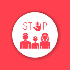 Stop violence black glyph line icon. Protection of victims of bullying concept. Sign for web page, mobile app