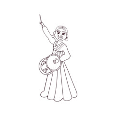 Isolated south korean traditional woman icon