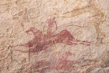 Prehistoric hunter - cave painting, Chad, Africa