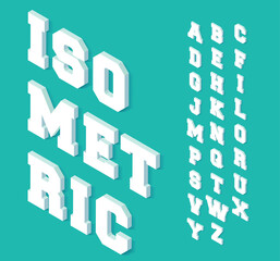  3D Isometric font. Vector EPS-10