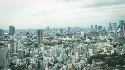 Naklejka na ściany i meble Panoramic view of Tokyo - Japan - Tokyo Tower