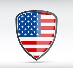 Shield icon with state flag of USA