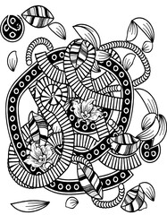 Coloring pages adult floral graffiti abstract design