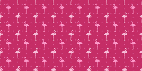 Seamless dotted background with flamingos. Print for polygraphy, shirts and textiles. Abstract texture. Colorful illustration © mikabesfamilnaya
