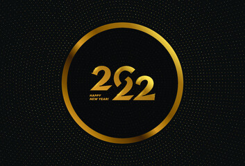 Happy New Year 2022 golden logo text design. Stylish elegant vector modern geometric minimalistic text with shine. Concept design. Eps10 vector illustration. The Year Of The Black Water Tiger