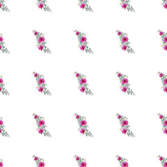 Seamless pattern of summer tropical flat flower. Floral botanical flower isolated on white background. Hand drawn vector illustration. Botanical hawaii nature. Tropical flat icon. Hawaiian