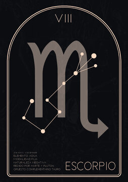 Scorpio zodiac sign. Editable PDF