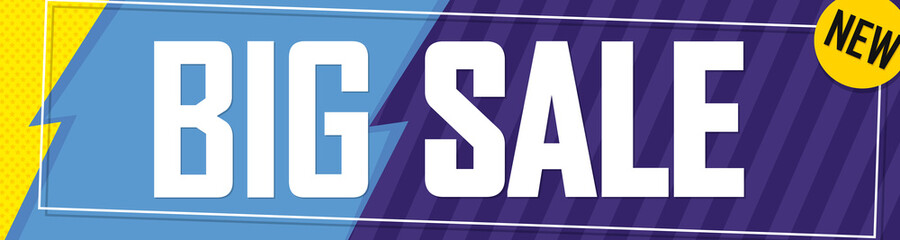 Big Sale, web banner design template, discount horizontal poster, vector illustration