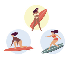 three women surfing