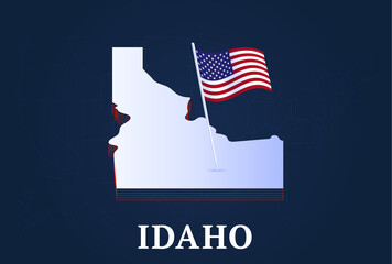 idaho state Isometric map and USA natioanl flag 3D isometric shape of us state Vector Illustration