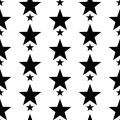 Big and small black stars pattern. Seamless vector black stars wallpaper.