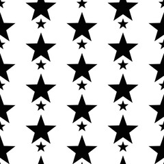 Big and small black stars pattern. Seamless vector black stars wallpaper.