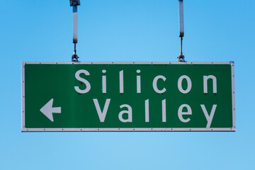 Silicon Valley road sign under blue sky