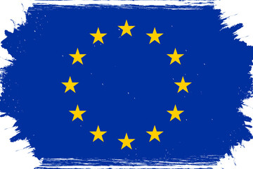 Flag of Europe. European flag, banner with grunge brush. European Union.