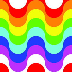 Seamless wallpaper background of gay pride rainbow colors on Copacabana's iconic wave calcada promenade  - 433345916
