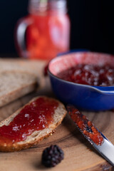 Raspberry jam with bread