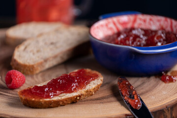 Raspberry jam with bread