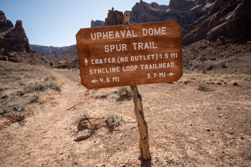 Upheaval Dome Sign Points Hikers
