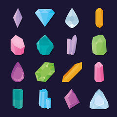 crystals icons set
