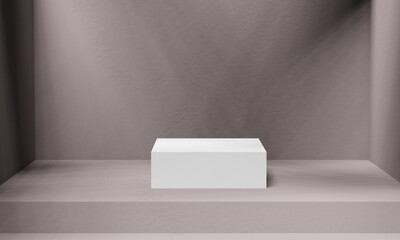 3d render of empty stand step design for product display, abstract minimal concept, blank space, simple clean design, luxury minimalist mockup