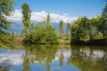 Fototapeta na wymiar Beautifullake Azerbaijan outdoor. Early summer time. Caucasus