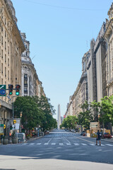 Roque Saenz Peña Avenue or Diagonal Norte and the Obelisk. Buenos Aires