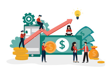 A team of traders is analyzing the graph. To see the growth of profits from the stock market Which leads to business success