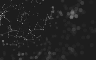 Abstract background. Molecules technology with polygonal shapes, connecting dots and lines. Connection structure. Big data visualization.
