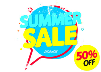 Summer Sale up to 50% off, poster design template, season best offer, discount banner, vector illustration