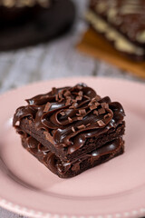 Dessert - Chocolate brownie, with chocolate brigadeiro filling