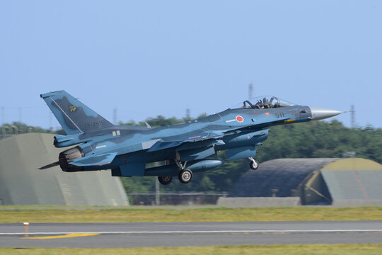 Aomori, Japan - September 07, 2014:Japan Air Self-Defense Force Mitsubishi F-2A multirole fighter.