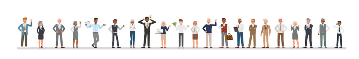 Business people group different poses character vector design. Presentation in various action with emotions.