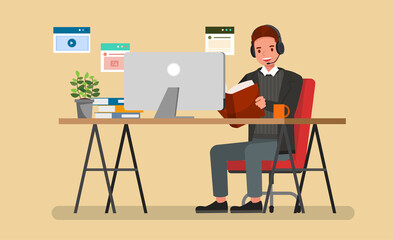 Businessman meeting and training character vector design.