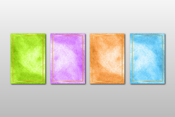 Set of watercolor hand painted background texture. aquarelle abstract emerald backdrop. horizontal template