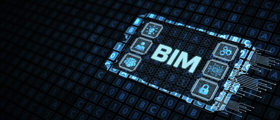 The concept of business, technology, the Internet and the network. virtual screen of the future and sees the inscription: BIM