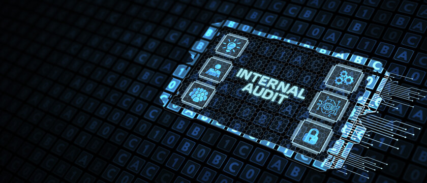Business, Technology, Internet and network concept. virtual screen of the future and sees the inscription: Internal audit