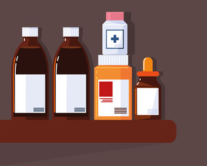 pharmacy medicine on shelf