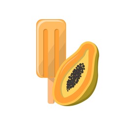 Cartoon comic vector of papaya popsicle