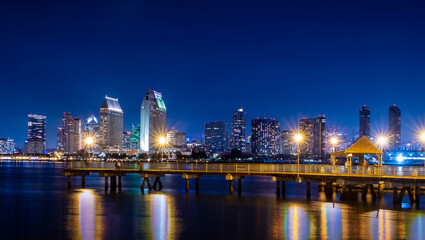 Obraz na płótnie Canvas San Diego Skyline at Night , San Diego, California, USA