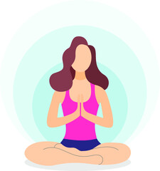Girl exercise yoga at home vector illustration concept.