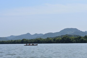 Fototapeta na wymiar canoe on lake