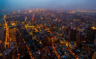 View on night Manhattan, New York
