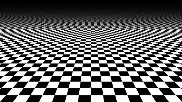 Endless Plane of Chequerboard Moving Away From Viewer Floor Checks