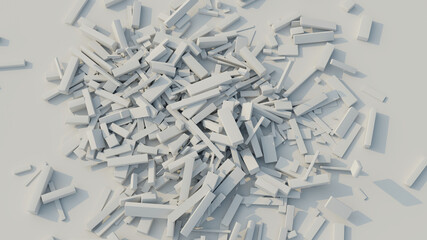 Abstract rubble lying around. 3D rendering. 