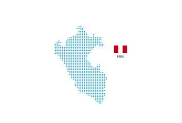Peru map design blue circle, white background with Peru flag. - obrazy, fototapety, plakaty