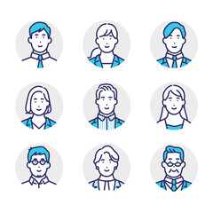 ビジネスパーソンのアバターアイコンイラスト素材