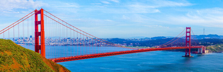 Golden Gate  bridge, San Francisco, California, USA, panorama view, - obrazy, fototapety, plakaty