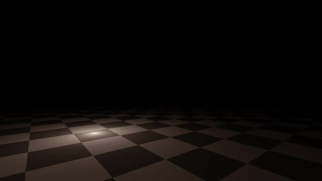 Large Empty Room Chequerboard Checked Floor Darkness