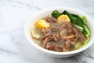 Filipino food called Bulalo or Beef Marrow Stew