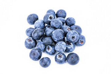 Handful of blueberries on white background, isolated